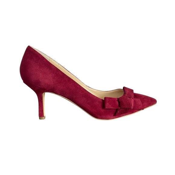 SOLE SOCIETY Red Burgundy‎ Suede Bow Pumps Woman’s 9 B - Picture 1 of 12